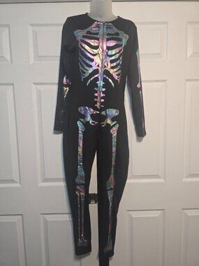 Tipsy Elves Iridescent Skeleton Halloween Costume Jumpsuit